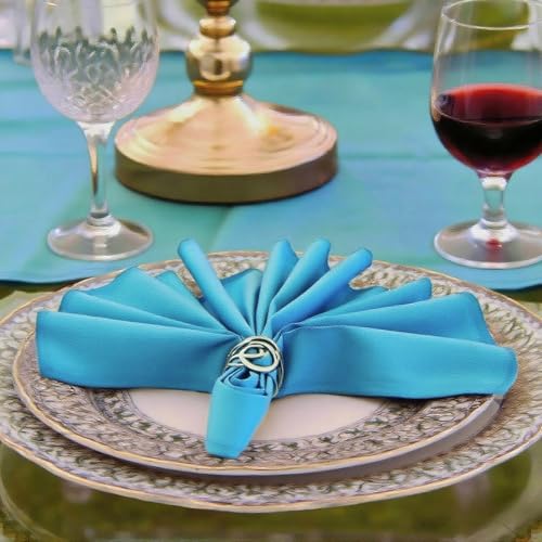 KAIPHO Teal Cloth Napkins Washable Set of 8, 17x17 Inch Solid Napkins