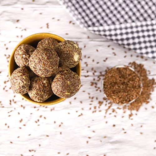 Image of Maa Mitahara Post Pregnancy Laddu with Flax Seeds | Traditional Ayurvedic Postpartum Energy Laddu | Lactation Support & Recovery Sweet for New Mothers (300g, Flax Seed)