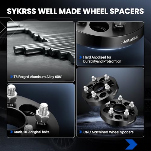 SYKRSS 5x100 Wheel Spacers 1inch (25.4mm) Compatible with Subaru XV Outback Legacy Impreza Forester, 56.1mm Center Bore & 6 Lug Forged Wheel Adapters M12x1.25 Compatible with Scion Saab, 4PCS by SYKRSS - Used condition - Image 4