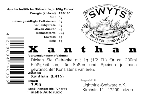 100g Xanthan - Zutaten und Zusatzstoffe von SWYTS - für einen besseren Erfolg in der Küche