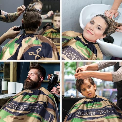 Image of FEBSNOW Barber Cape Professional Hair Cutting Cape with Neck Duster Brush