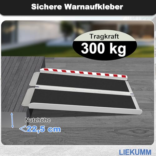 LIEKUMM Rollstuhlrampe 91 cm, 77 cm Extrabreite Aluminium Rampe Rollstuhl, 300 kg Kapazität Klappbar Rollstuhlrampe für Treppen, Stufen, Bordsteine, Schwellenrampe für Elektro-Rollstuhl, Kinderwagen