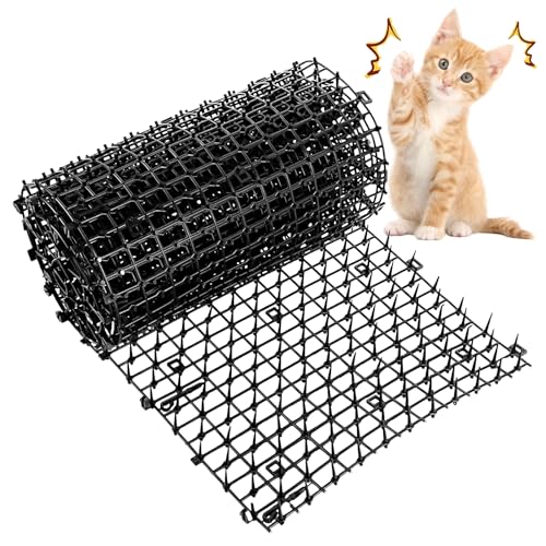 OBYCPIN Pinchos Anti Gatos 2m x 30cm, Rollo de Malla con Púas Recortables, Repelente Gatos Exterior e Interior, Ahuyentador de Gatos para Jardín, Sofá y Coche, Pinchos Antipalomas Negro