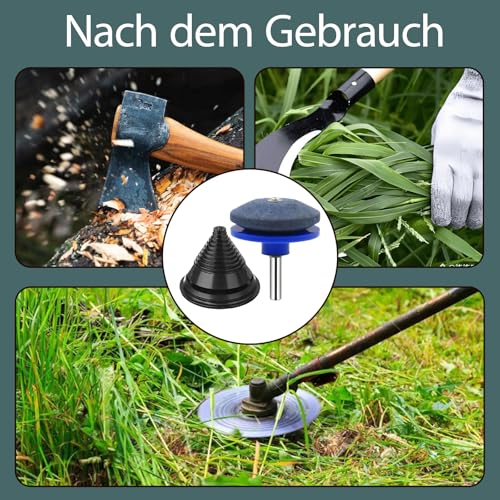 Rasenmäher Messerschärfer mit Klingenauswuchter – Universal Schärfer für Heckenschere, Gartenschere & Axt – Outdoor Messerschärfer für Bohrmaschinen (5 Stück)