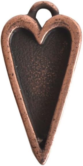 Nunn Design Bezel Charm, Itsy Heart 10x20mm, 1 Piece, Antiqued Copper