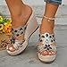 ZJWBB Women's Rhinestone Wedge Fashion Bohemian Sandals Arch Support Slip On Slides Rhinestone Sandals Elegant Non Slip Slippers