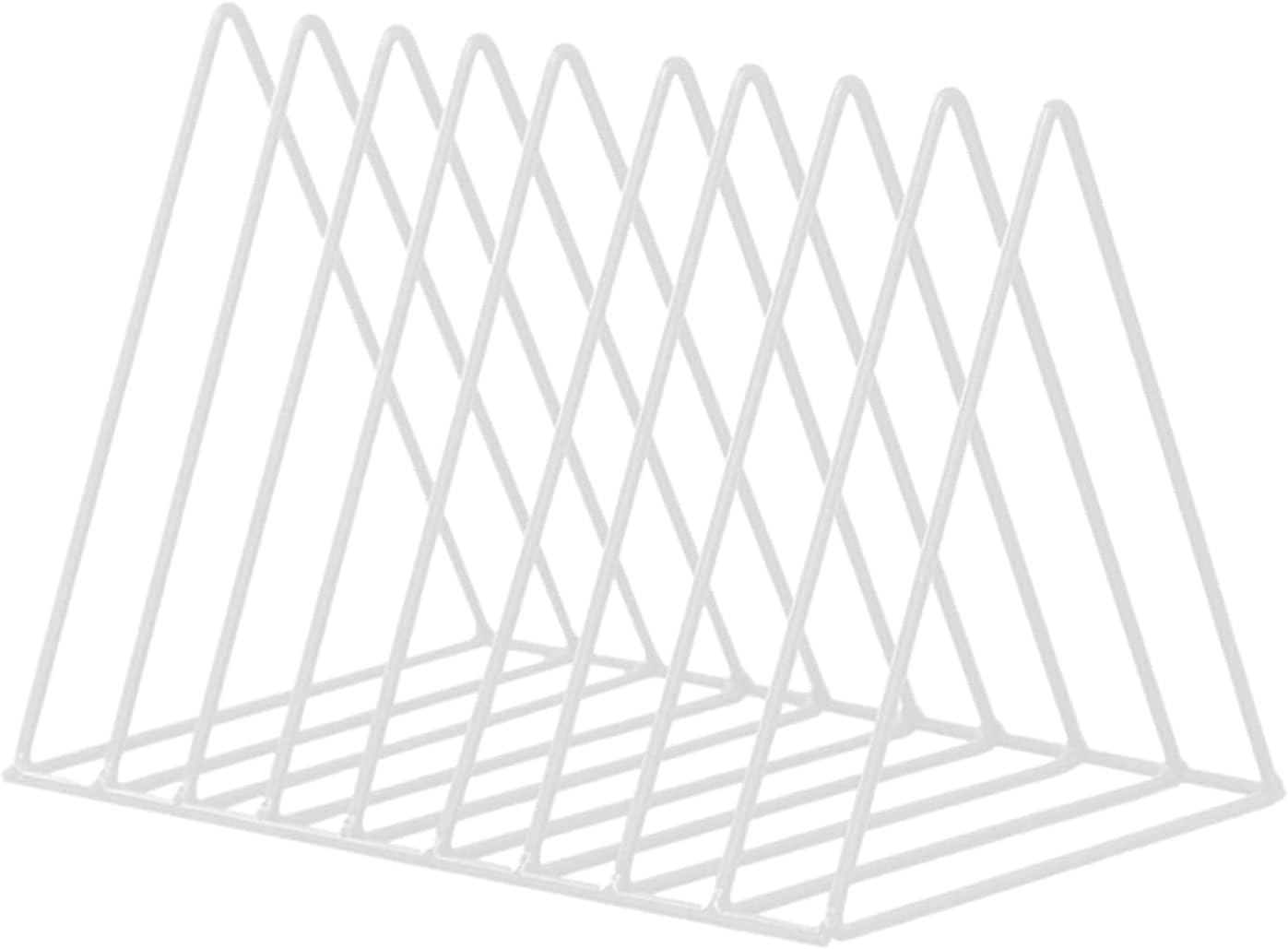 Pepisky Metal Record Stand - Record Storage | Triangle Display Stand for 60 Records | LP Storage Case Newspaper Rack | Vinyl Record Holder for Office, CD, Magazine(white)