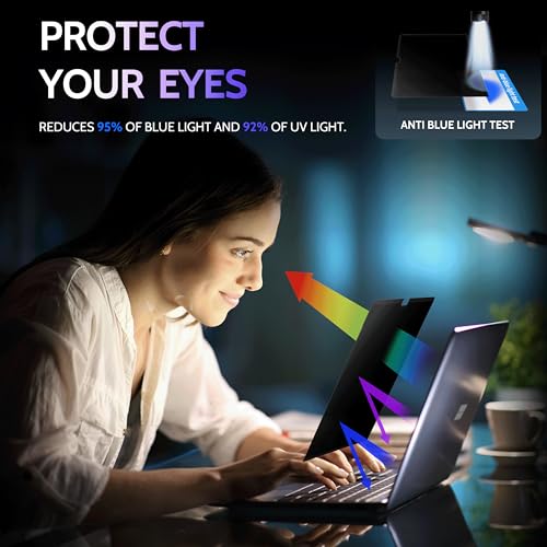Image of Peslv Privacy Screen for 13.8 Inch Surface Laptop 7, MagicSuction Removable Anti Spy Black Protector, Glare Blue Light Filter for Microsoft Laptop Computer Monitor