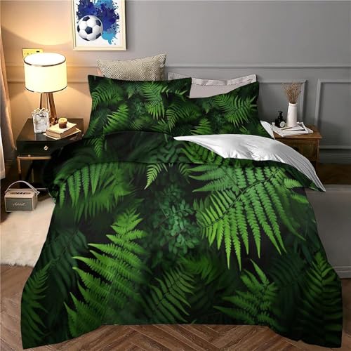 Housse de couette fougère 140x200 parure lit microfibre