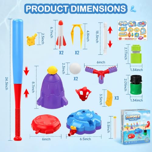 Cohete de agua para niños con aspersor giratorio 4en1 2