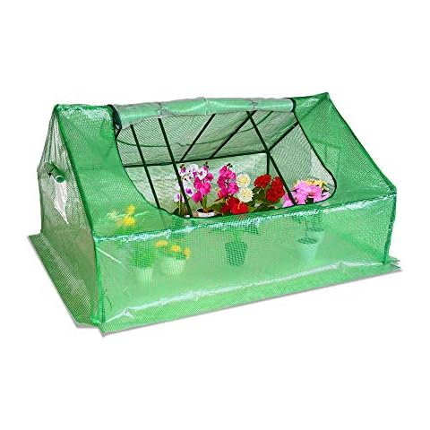 Sundale Outdoor Mini Small Greenhouse, Portable Green House with PE Cover and Roll-Up Zipper Door, Indoor Outside Garden Greenhouses Kit for Winter (70"x55"x36") Cover