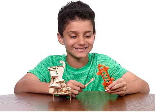 Miniatura 8 de Marbleocity Triple Play - Enlace de 4 barras - Construye una máquina de mármol de madera - Kit STEM Tinkineer - para mayores de 9 años