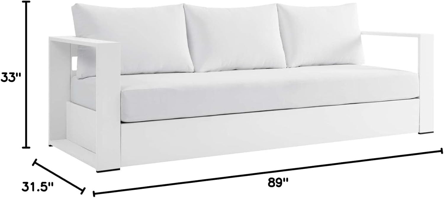 Modway Tahoe Patio Aluminum Sofa with White White Finish EEI-5676-WHI-WHI