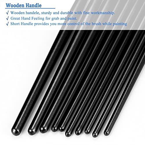 Image of BOSOBO Paint Brushes Set, 10 Pieces Round Pointed Tip Paintbrushes Nylon Hair Artist Acrylic Paint Brushes for Acrylic Oil Watercolor, Face Nail Body Art, Miniature Detailing & Rock Painting, Black