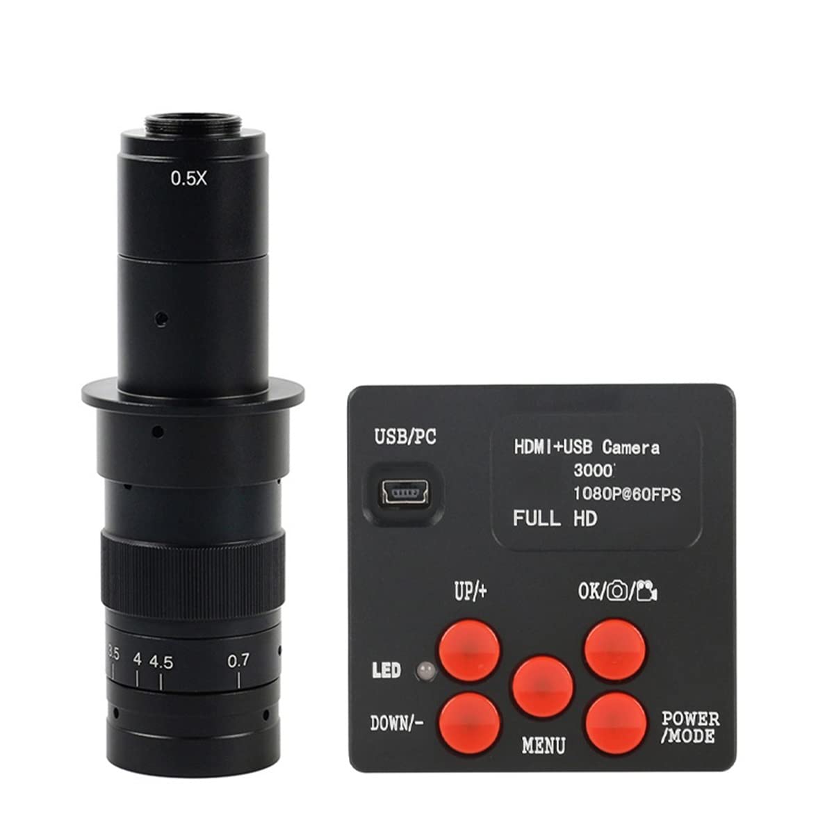 Caméra de microscope vidéo industrielle 1080p et kit de lames avec objectif 180x