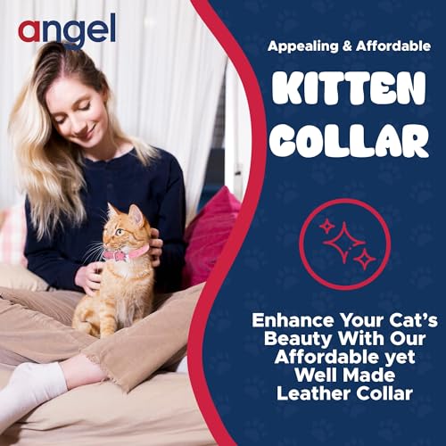 Collier chat cuir break-away elastique rose Angel Pet Supplies - 7