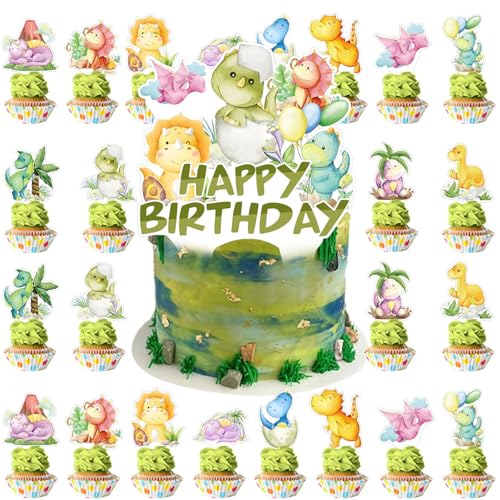 37Pcs Dinosaur Cupcake Toppers for Birthday Party