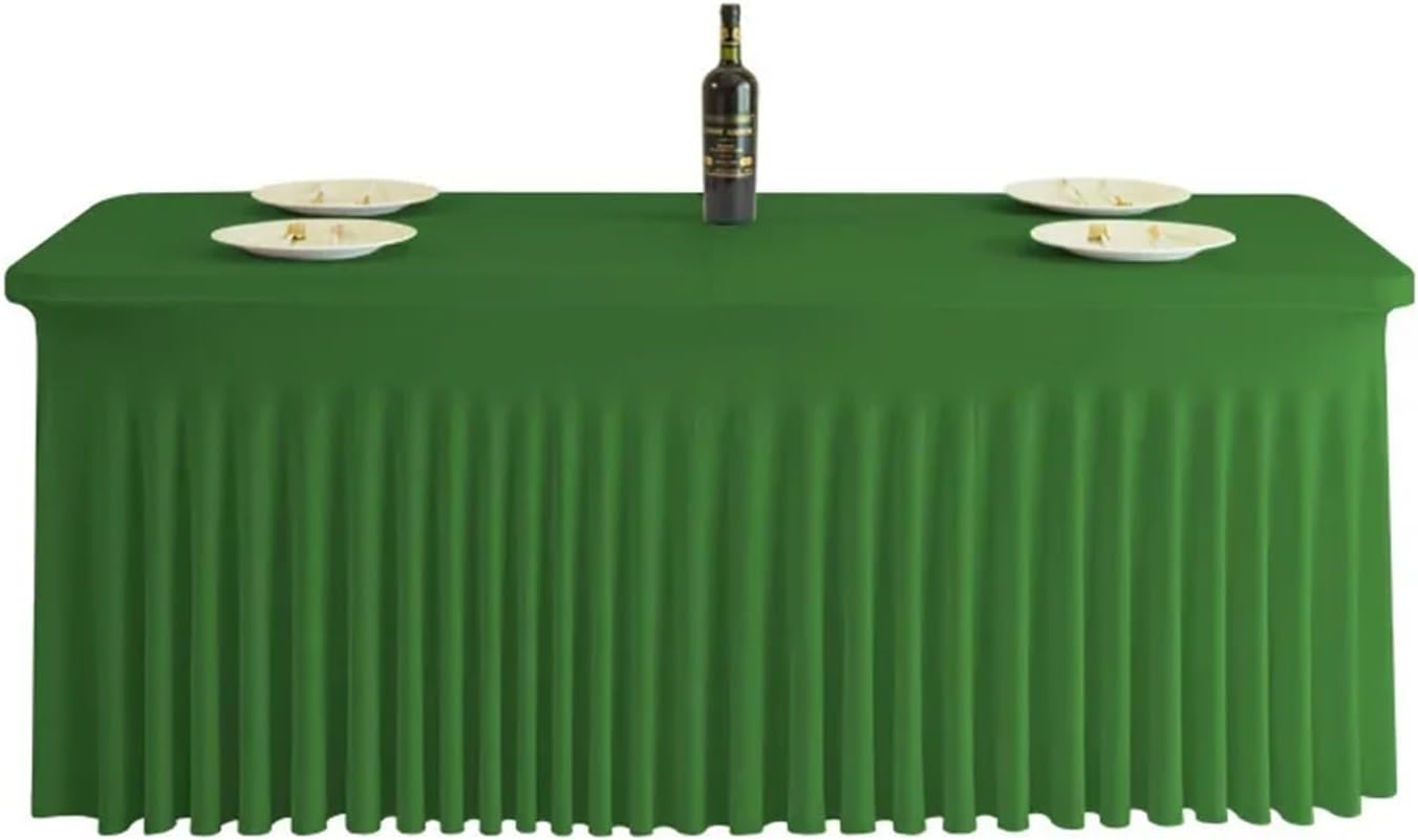 Hotel Conference Table Skirt Sun Tablecloth Decoration Elastic Rectangular Wedding Banquet(White,183x75x75)