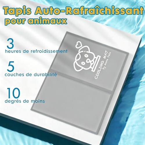 Pawtasy Kühlmatte Hunde Katze Kühldecke Sommer Kühlkissen mit Ungiftiges Gel für Klein Haustiere Hundekühlmatte Selbstkühlend Hund Kühl Kühlende Hundematte, Wasserdicht & langlebiger, M 65×5-2
