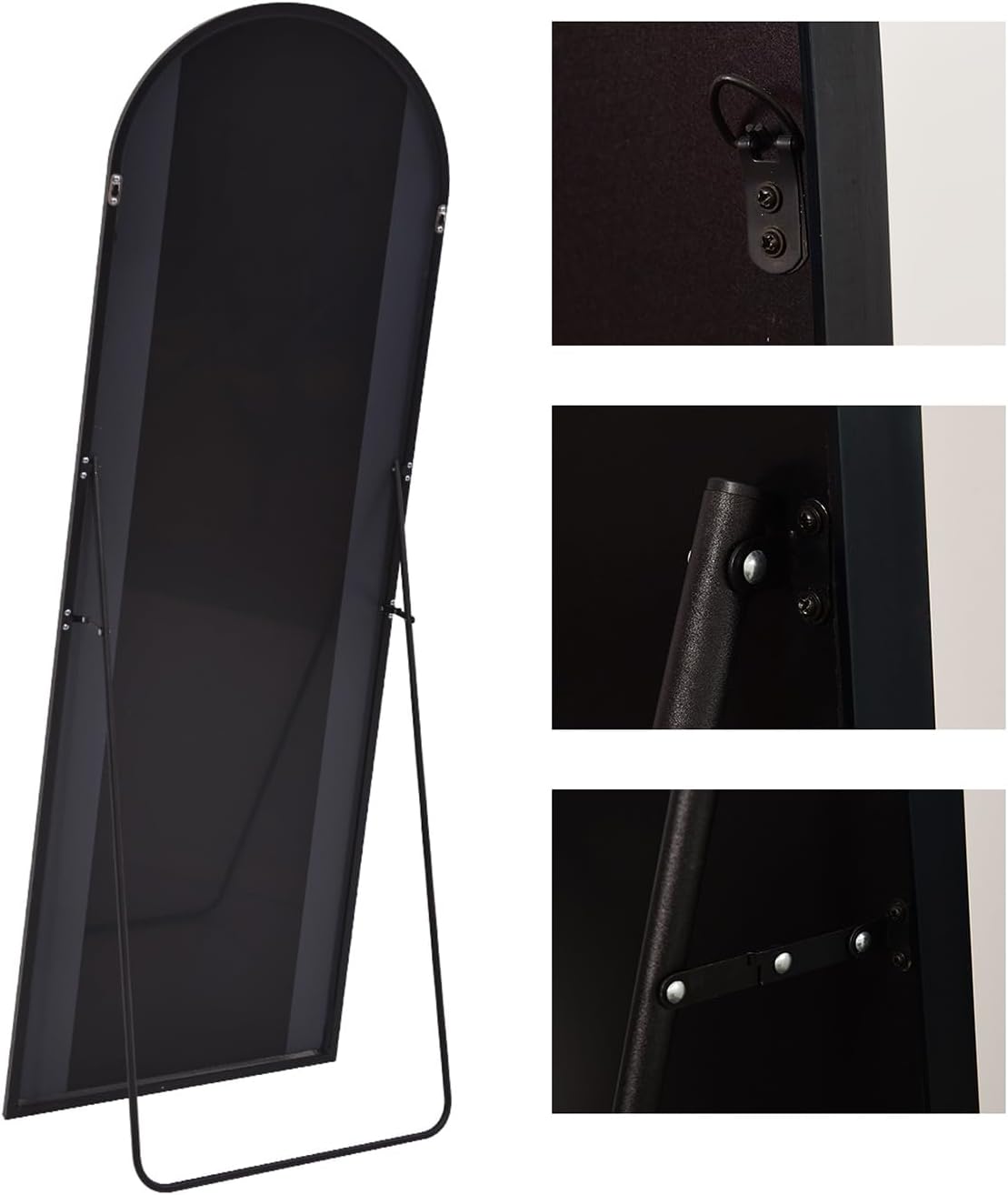 Full Length Floor Mirror, 82x42 Inch Oversized Arched Standing Mirror in Black for Bedroom, Living Room, Dressing Room - Elegant Freestanding Leaning Mirror Decor - Image 6