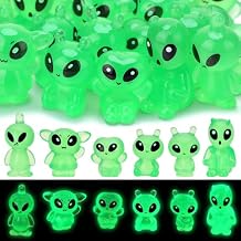 30 Pcs Glow in The Dark Mini Alien Figures, Tiny Alien Figurines to Hide, Luminous Mini Resin Alien Bulk for Space Party Fillers, Pinata Stuffers, Playsets, Halloween Prank 6 Styles
