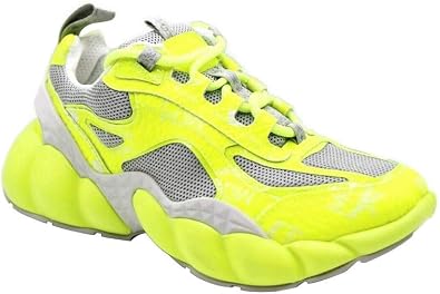 MCM Womens Neon Yellow Luft Collection Visetos Canvas Sneaker 36 EU / 6 US