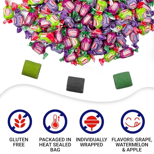 Dubble Bubble Assorted Fruit Flavor Gum - 1 Pound Bulk Bag of 3 Flavor Individually Wrapped Bubble Gum - Grape, Watermelon, Apple - Chewing Bubble Gum (Approx. 70 Pieces) - Thumbnail 5