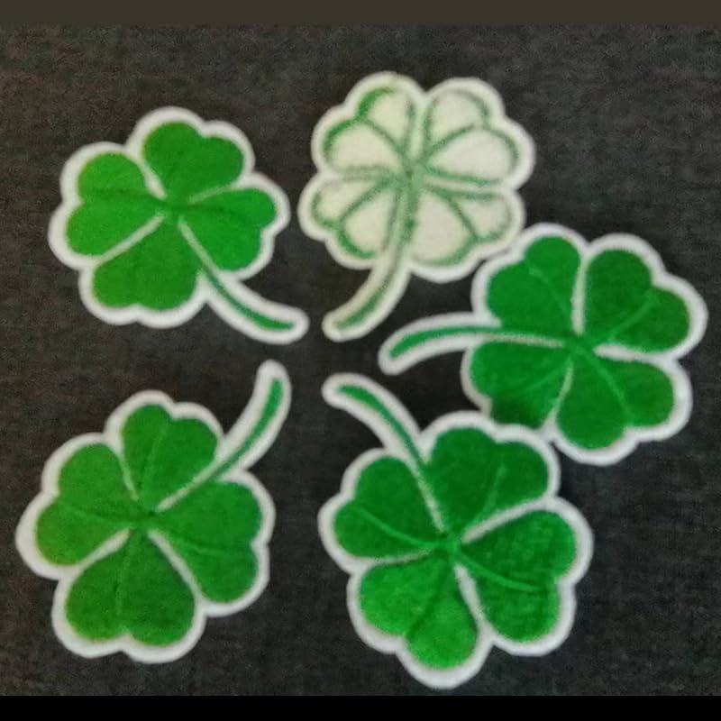 5 Pcs Four Leaf Clover Iron On Patch, Green Leaf Embroidered Patches Lucky Shamrock Emblem Sew On Patches for Clothing Arts Crafts