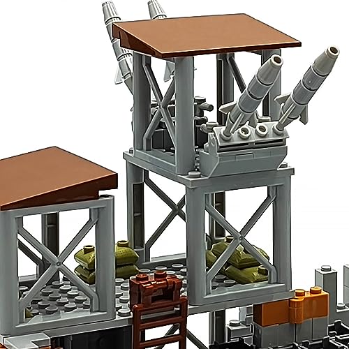ZHX Military Base Building Brick Set for Army Minifigure War Accessories, Defence Base Guard Tower Guns Weapons Building Block Toy for Kids 8 10 12 14 Years