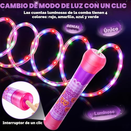 Cuerda de saltar ajustable para niñas con mango texturizado rosa 4