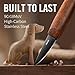 RAVS Whittling Knife with Leather Sheath, High Carbon Steel Blade Wood Carving Knife with Titanium Coating, Sloyd Knife with Ergonomic Rosewood Handle, Wood Carving Tools for Beginners to Experts