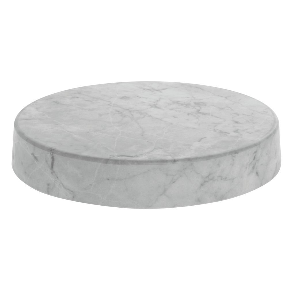 HUBERT Round Marble Look Display Riser White - 12"Dia x 2"H