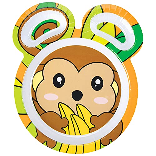 Bentology Zoo Friends Mealtime Melamine Feeding Plates - Set Of 4 Different Cute Animal Pal Dishes For Kids - Panda, Alligator, Tiger & Monkey - Divided Compartments, Bpa Free, Dishwasher Safe #TOP7