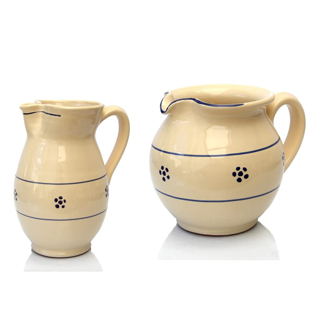 Colì, Lot de 2 pichettes, pichet bombé 15 cm et pichet Ursulo 18 cm série Stelle, pichet d'eau, pichet de vin, pichet et carafes de table, pichet terre cuite