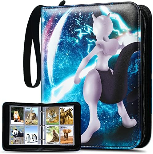 Trading Card Binder 4 pocket 520 Cards, Zipper Binder Card Holder Collectors, Album Folder Carrying Case with 65 Premium, Card Sleeves