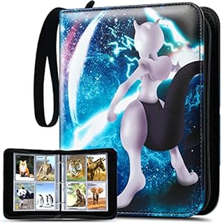 Trading Card Binder 4 pocket 520 Cards, Zipper Binder Card Holder Collectors, Album Folder Carrying Case with 65 Premium, Card Sleeves