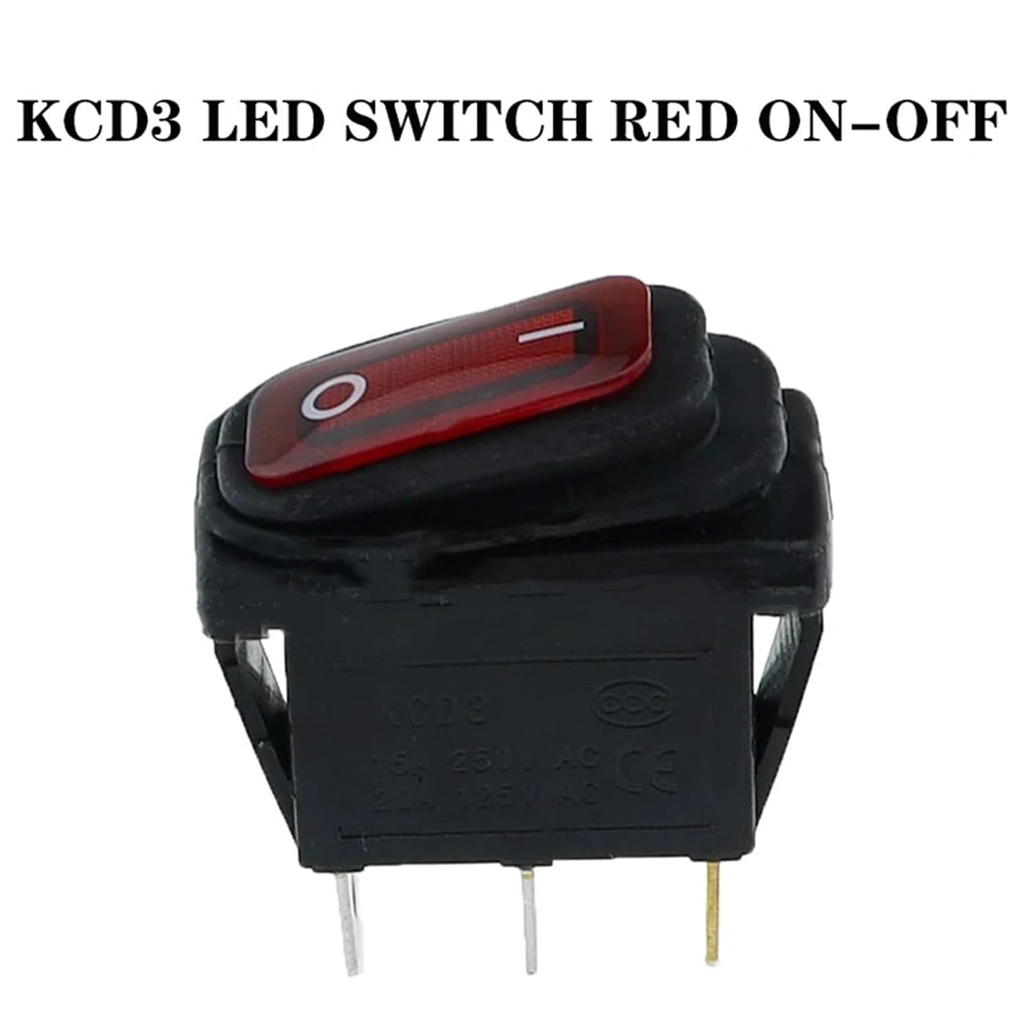 KCD3 1pcs 5pcs 3 Pin 12V 220V LED Light 20A On/Off Rectangular Long Rocker Switch Waterproof IP67 Car Dashboard Ship Type(Red,12V,5PCS)