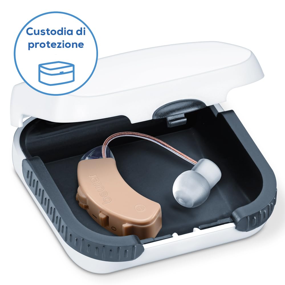 Beurer HA 50 Amplificatore Acustico Singolo, Discreto con Intervallo di Frequenze Esteso, Incl. pratica batteria di ricambio, Riproduzione senza fruscio, Adatto per chi ha limitata capacità uditiva