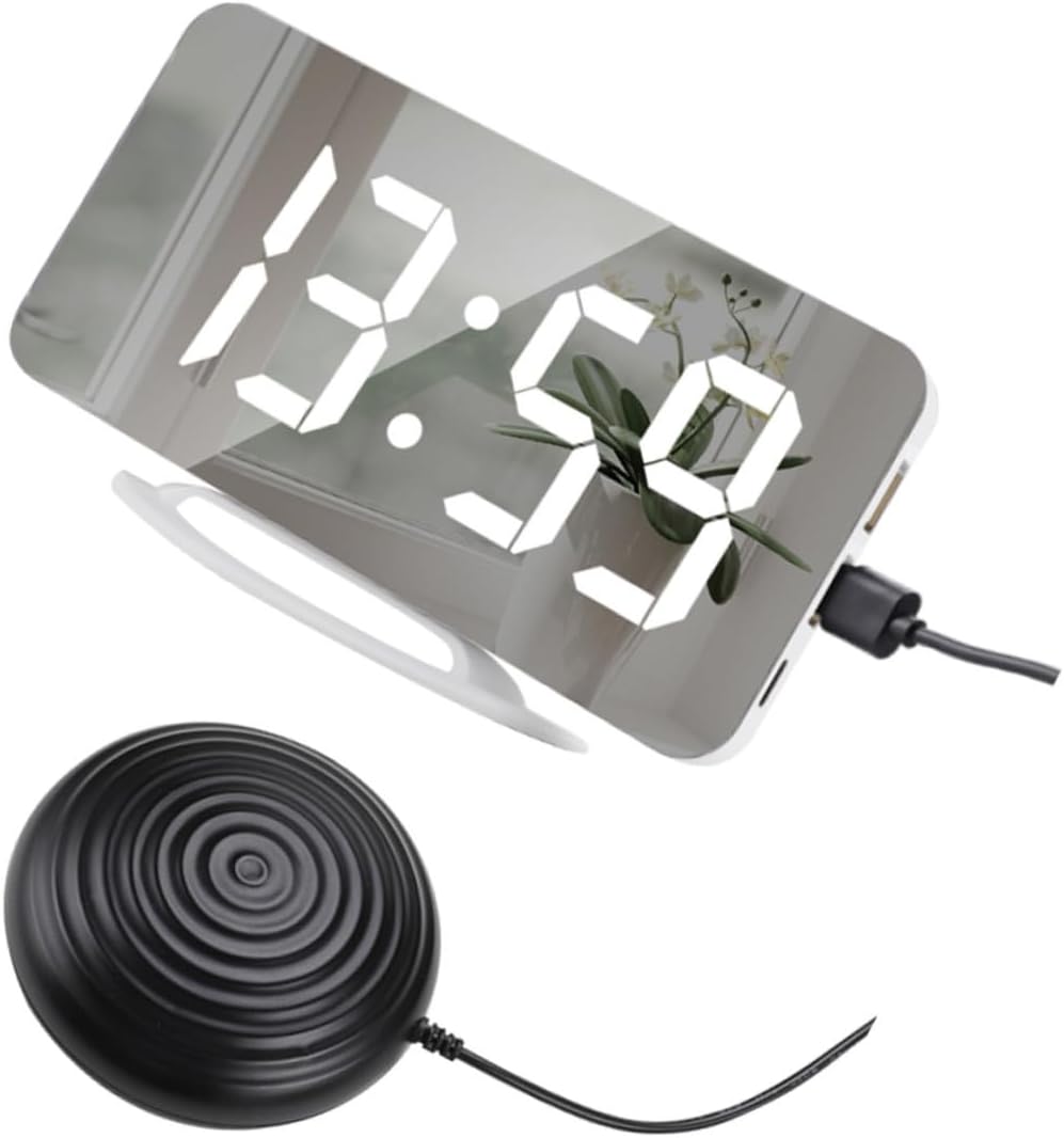 Multifunctional Vibrating Alarm Clock LED Digital Bedroom Clock with Mirror Surface, Silent Vibration Wake-up, Desktop and Hanging Use, Modern Home Décor