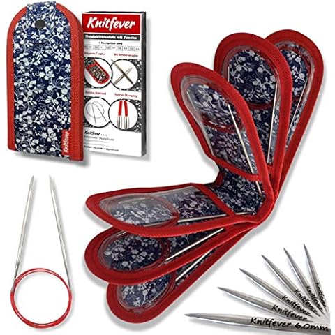Knitfever® Rundstricknadeln Set mit Tasche (10 x Stricknadeln) - Strickset als Geschenk-Idee I Stricknadel Rundstricknadel Set, Stricknadeln Set, Stricken, Aufbewahrung Cover