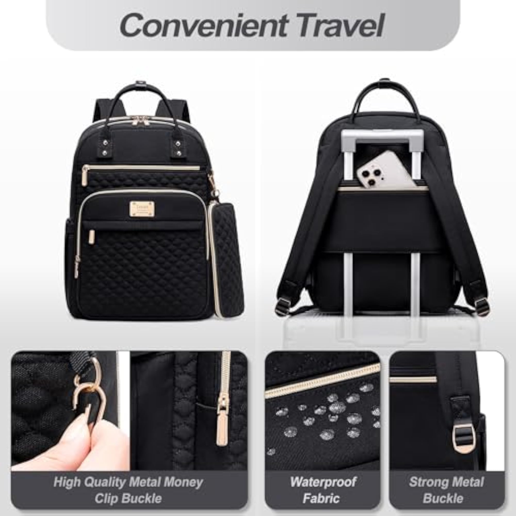 Waterproof 15.6 Inch Laptop Backpack for Women, Travel Ready