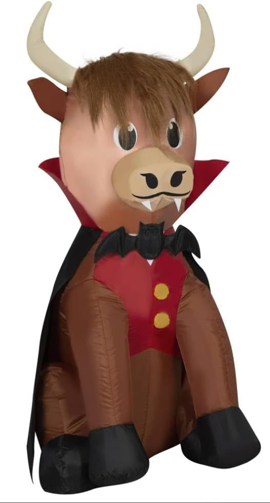 Halloween Vampire Highland Cow in Cape Inflatable 3.5 FT Indoor/Outdoor Yard Decoration