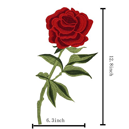 Megrocle 2 Pcs Rose Flower Embroidered Iron On Patches, Diy Motif Fabric Applique Decoration Patch Sew On Patches For Jackets Jeans Backpacks Clothing, Girls Tattoo Biker Punk Sequins Badge #TOP2