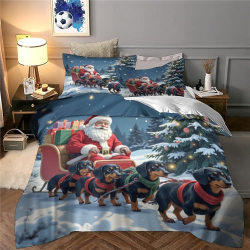 Housse de couette Père Noël hypoallergique et super douce en microfibre 3D