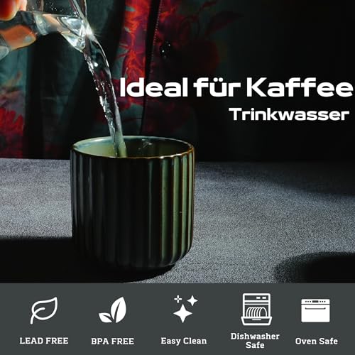 Erkundpresso. Espresso Cup Set 2x180ml, Thick-Walled Handleless Ceramic Cups, Heat-Retaining Scald-Proof - Image 4
