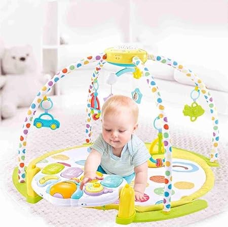 Dratal Baby Play Mat Gym & Fitness Rack with Hanging Rattles Lights & Musical Keyboard Mat Piano Multi-Function ABS High Grade Plastic