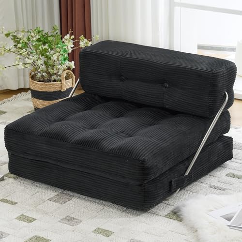 Mingone Canapé lit 3-en-1 Pliable Convertible, Chauffeuse 1 Place avec Mousse à Mémoire de Forme et Oreiller, Fauteuil lit Idéal pour Petit Espace, Salon,...
