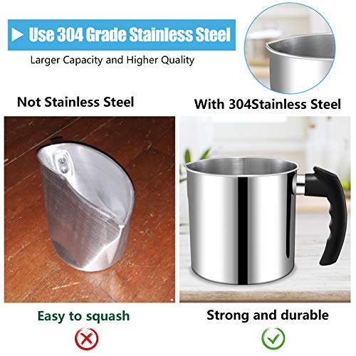 Candle Making Pouring Pot, Dingpai 44Oz Double Boiler Wax Melting Pot, 1Pc Spoon, 304 Stainless Steel Candle Making Pitcher, Silver Color With Heat-Resistant Handle And Dripless Pouring Spout Design #TOP3