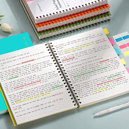 Emshoi A4 Spiral Notebook College Ruled Lined Journal, 11.2" X 8.27", 300 Pages, 100Gsm Thick Paper, Waterproof Softcover, Twin-Wire Binding, Sticky Notes, Pink #TOP4