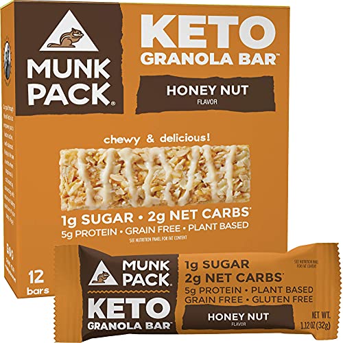 Granola Bar Honey Nut | Munk Pack Low Carb Keto & Plant Based Snacks | Non-Gmo | Low Sugar, Erythritol Free Snack And Breakfast Bars | 12 Bars #TOP11